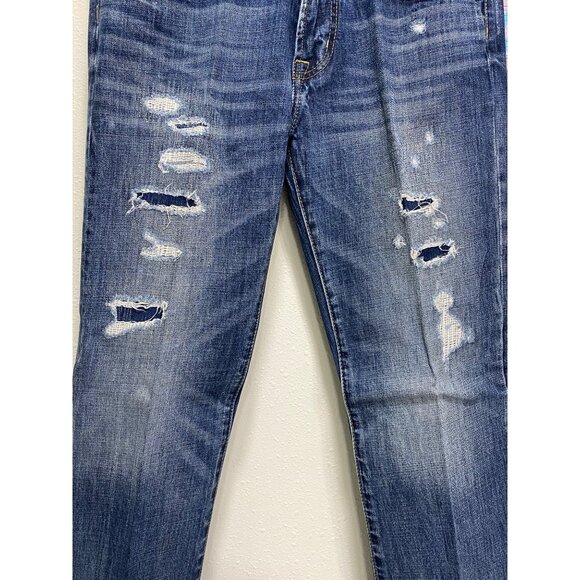 American Eagle Outfitters Men’s Original Straight Jeans 32x32 Distressed Blue - Picture 4 of 15